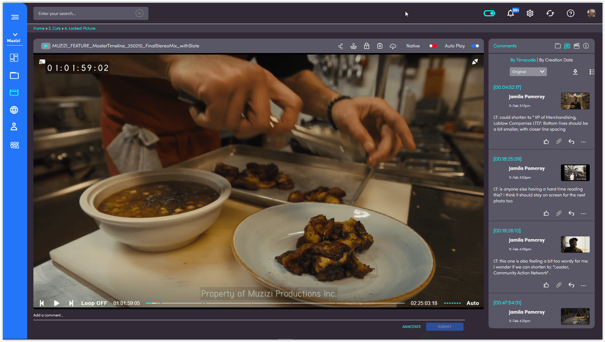 ZedDrive Rushcut Screening Room with Comments
